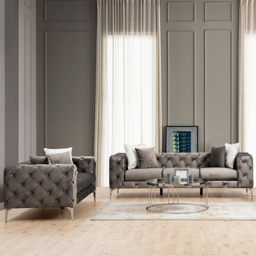 2 seater sofa PWF-0579 pakoworld fabric in dark grey color 197x90x70cm