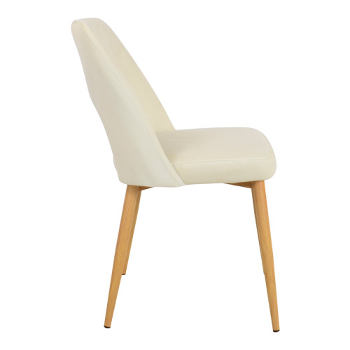 Murde chair pakoworld beige velvet fabric and metal legs in a natural shade 48.5x61x89cm Murde chair pakoworld beige velvet fabric and metal legs in a natural shade 48.5x61x89cm