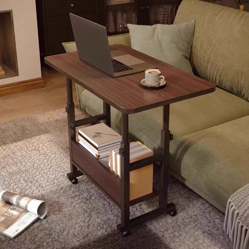 Mobile desk Stolu I pakoworld mdf-metal in dark oak color 80x40x68cm Mobile desk Stolu I pakoworld mdf-metal in dark oak color 80x40x68cm