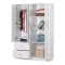 Zelia pakoworld four-leaf wardrobe with 2 drawers in white shade 120x42x180cm