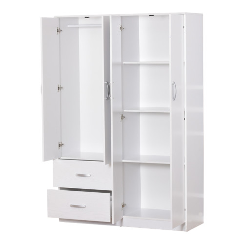 Zelia pakoworld four-leaf wardrobe with 2 drawers in white shade 120x42x180cm