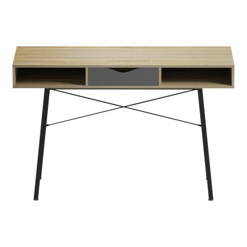 Office desk Komo pakoworld in sonoma-grey color with black metallic legs 120x48x76cm