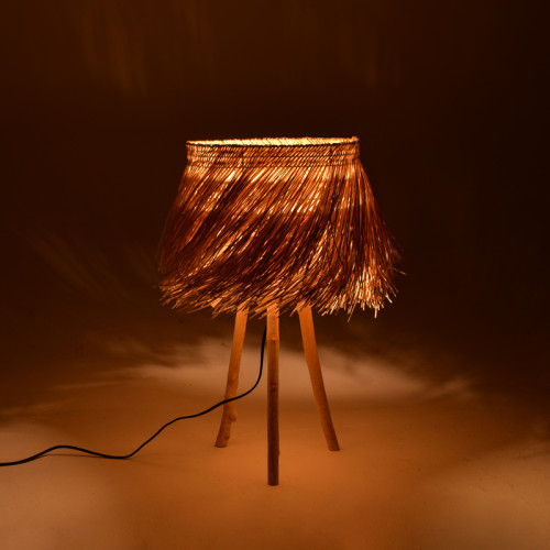 Floor lamp Herfo Inart E27 rattan in natural color D45χ58.8cm