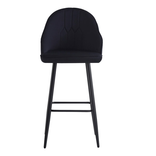 Bar stool Velva pakoworld velvet in black color 49x63x102cm