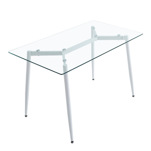 Dining table QUANA pakoworld transparent glass with black legs 120x70x75cm