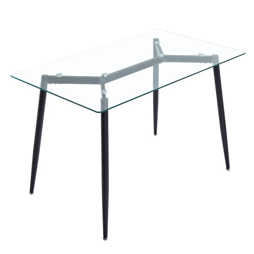 Dining table QUANA pakoworld transparent glass with white legs 120x70x75cm