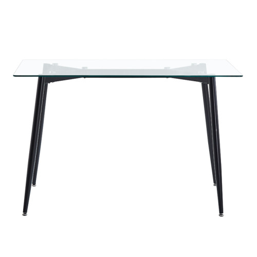 Dining table QUANA pakoworld transparent glass with white legs 120x70x75cm