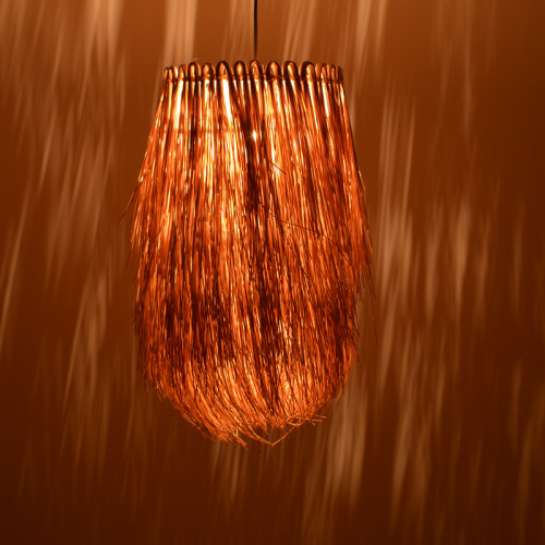 Ceiling light Dreco Inart E27 rattan in natural color D32χ52cm