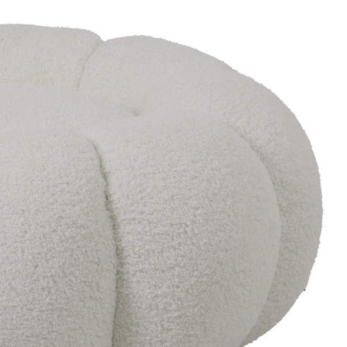 Nester pakoworld stool boucle  fabric in white color D60x31cm Nester pakoworld stool boucle  fabric in white color D60x31cm