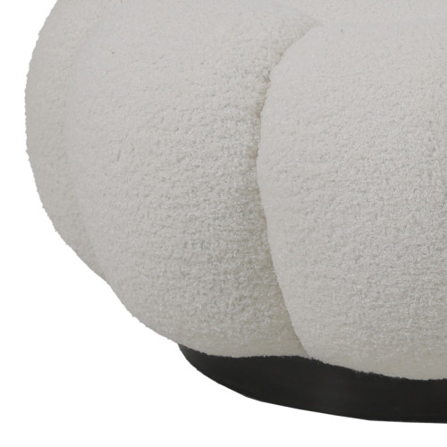 Nester pakoworld stool boucle  fabric in white color D60x31cm Nester pakoworld stool boucle  fabric in white color D60x31cm
