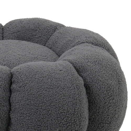 Nester pakoworld stool boucle fabric in grey color D60x31cm Nester pakoworld stool boucle fabric in grey color D60x31cm
