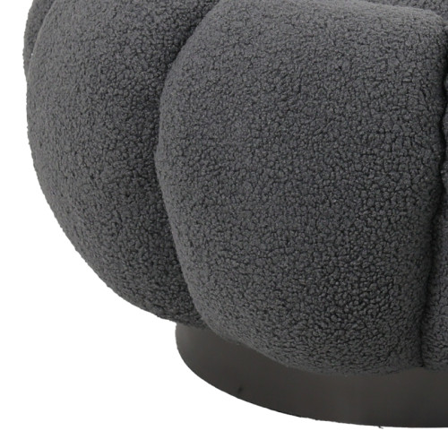 Nester pakoworld stool boucle fabric in grey color D60x31cm Nester pakoworld stool boucle fabric in grey color D60x31cm