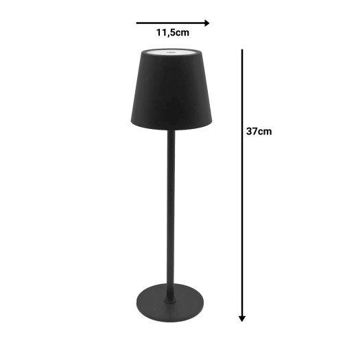 Brave Ι pakoworld LED touch table lamp rechargeable in black color D11.5x37cm