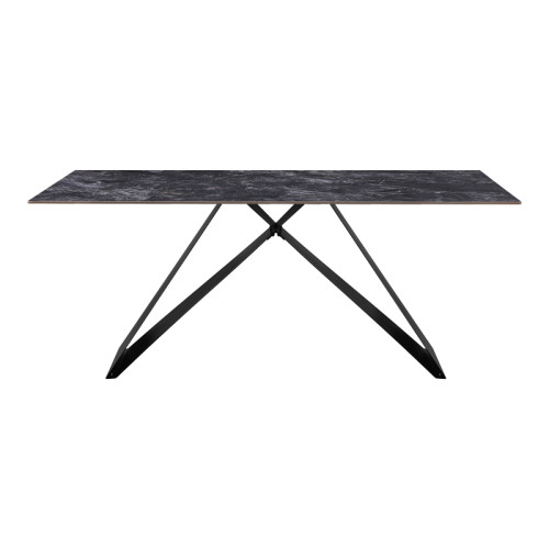 Kitchen table Meja pakoword sintered black stone with black metal legs 180x90x76cm
