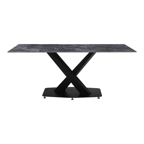 Kitchen table Tafel pakoword sintered black stone with black metal legs 180x90x76cm