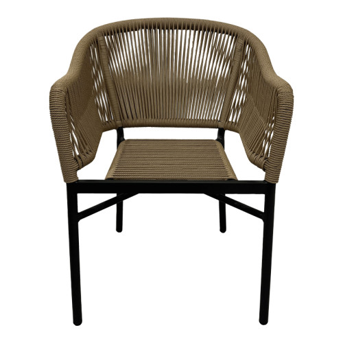 Aluminum armchair Legana pakoworld stackable anthracite frame-natural rattan 56x66x82cm