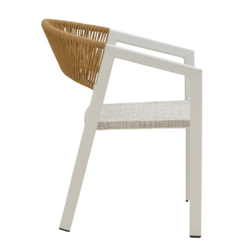 Aluminum armchair Glisten pakoworld stackable white frame-textilene natural rattan 58x56x82cm