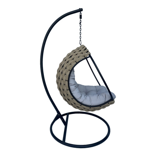 Swing Makito nest with black metal base - pvc in beige- grey color 100x105x195cm DIOMMI 368-000003 Swing Makito nest with black metal base - pvc in beige- grey color 100x105x195cm DIOMMI 368-000003