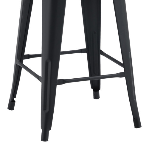 Mid-height Bar stool with backrest Utopia pakoworld metal black matte 42x42x86cm