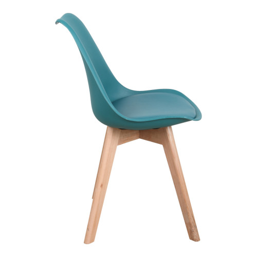 Gaston chair pakoworld PP-PU blue color - natural leg 58x47x85cm