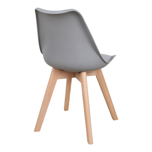 Gaston chair pakoworld PP-PU light grey color - natural leg 58x47x85cm