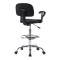Icina Ι pakoworld fabric reception chair on wheels in black shade 58x54x102-123cm