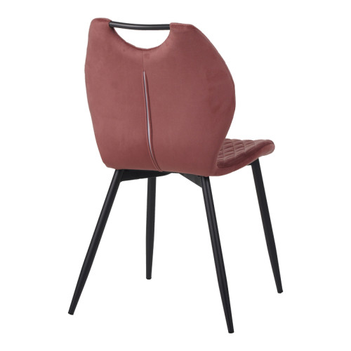 Bongo chair pakoworld velvet in rotten apple shade with black metal legs 56.5x47x84cm