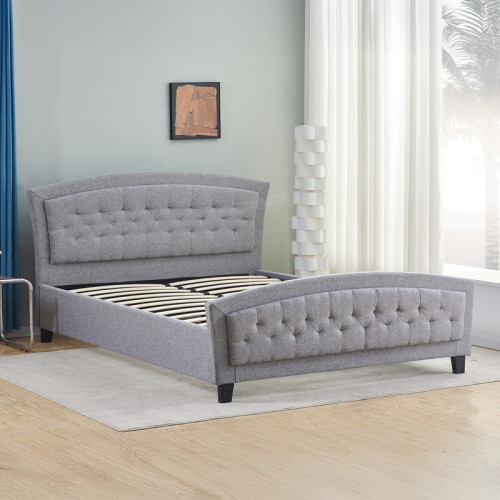 Double bed Camaro pakoworld fabric in grey color 160x200cm