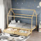 Children s bed Mellin Montessori type with 2 drawers pakoworld pine wood in a natural shade 90x190cm