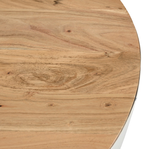 Coffee table Coffelty Inart white metal-solid acacia wood D90x40cm