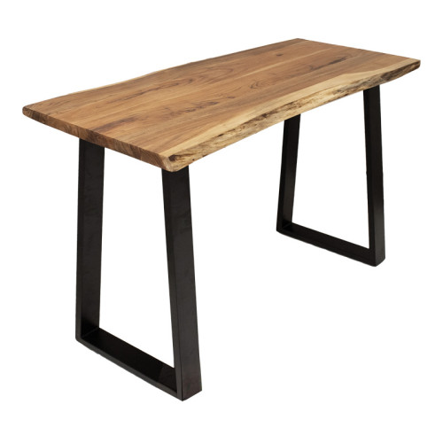 Miles pakoworld table solid acacia wood thickness 3.7-4cm in natural shade with black metal legs 120x45x78cm