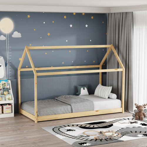 Children s bed Nino Montessori type pakoworld pine wood in a natural shade 90x190cm