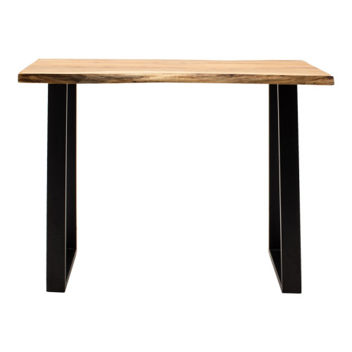 Bar table Miles pakoworld solid acacia wood 3.7-4cm in natural shade with black metal legs 120x53x97cm