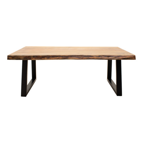 Miles pakoworld table solid acacia wood thickness 3.7-4cm in natural shade with black metal legs 115x60x45cm