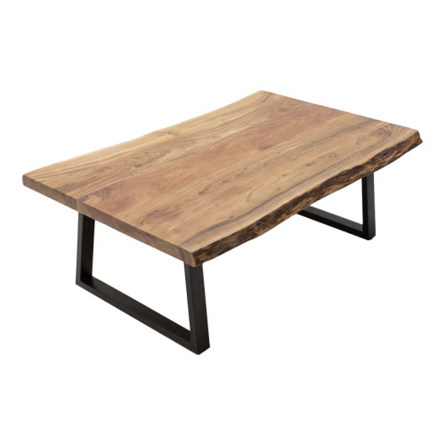 Miles pakoworld table solid acacia wood thickness 3.7-4cm in natural shade with black metal legs 115x60x45cm