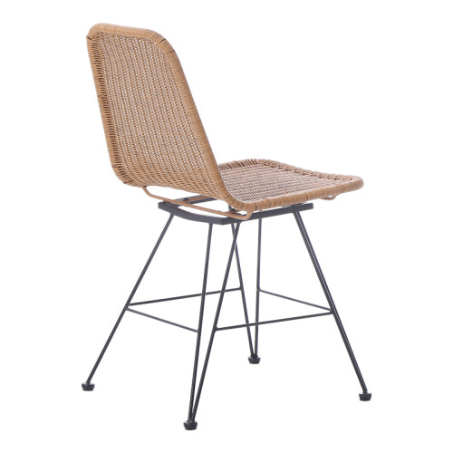 Pamela pakoworld pe rattan chair in natural shade and black metal legs 44x58x82cm Pamela pakoworld pe rattan chair in natural shade and black metal legs 44x58x82cm