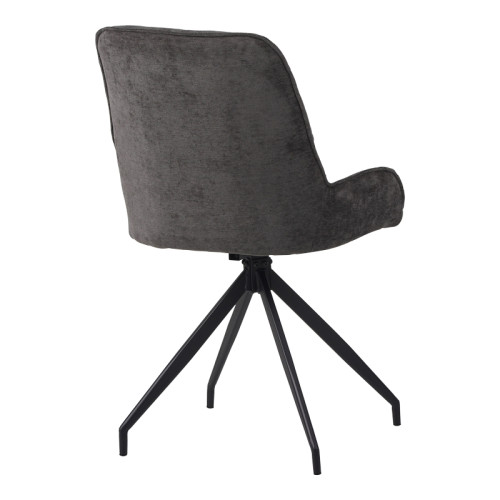 Kadeira rotating chair pakoworld fabric dark grey shade- black metal legs 57.5x51x89cm
