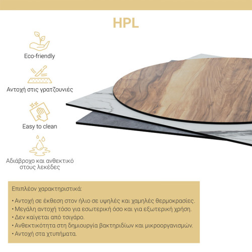 Table top Melody pakoworld HPL white marble 60x60cm 12mm thick