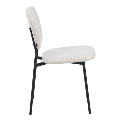 Cathair pakoworld chair bouclé fabric in beige green color with black metallic legs 68x66x82.5cm