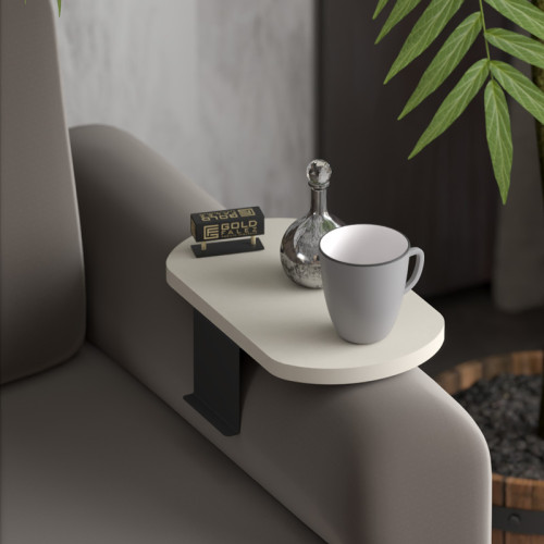 Linea pakoworld side table in cream finish with black metal legs 20x35x10cm