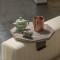 Side table Linea II pakoworld in anthracite color with black metal legs D34x10cm