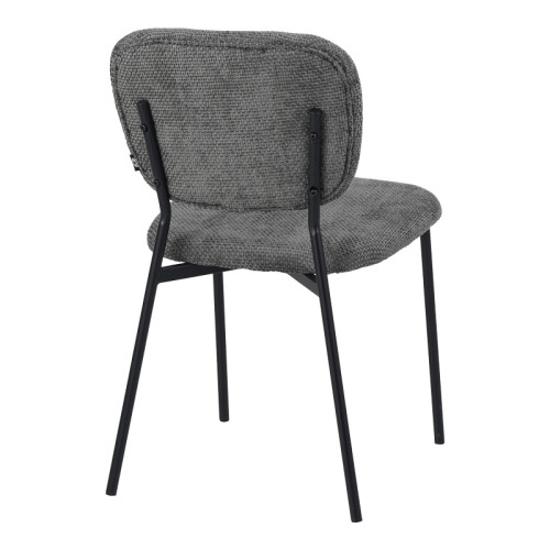 Cathair pakoworld chair bouclé fabric in dark grey green color with black metallic legs 68x66x82.5cm
