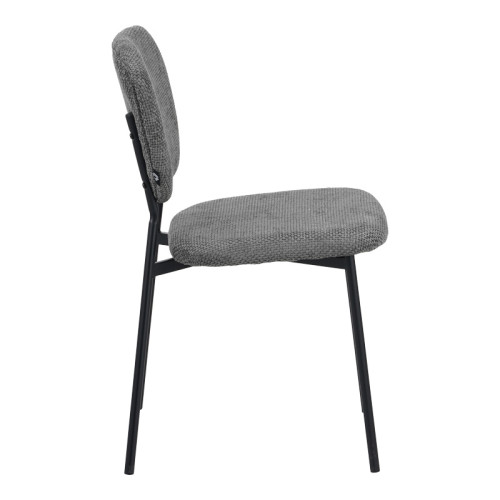 Cathair pakoworld chair bouclé fabric in dark grey green color with black metallic legs 68x66x82.5cm