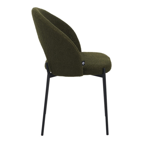 Masebo pakoworld chair bouclé fabric in dark green color with black metallic legs 68x66x82.5cm