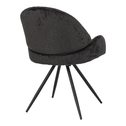 Morea pakoworld rotating chair bouclé in black color with black metallic legs 68x66x82.5cm Morea pakoworld rotating chair bouclé in black color with black metallic legs 68x66x82.5cm