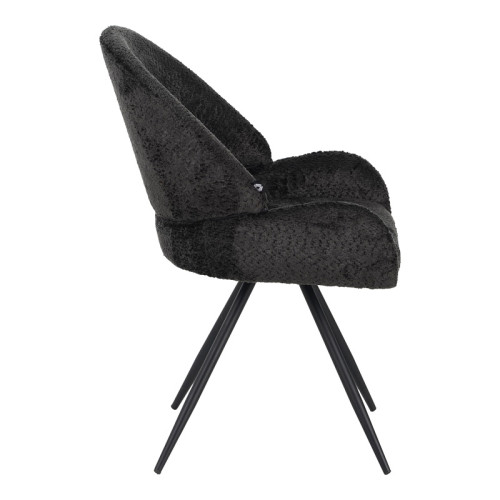 Morea pakoworld rotating chair bouclé in black color with black metallic legs 68x66x82.5cm Morea pakoworld rotating chair bouclé in black color with black metallic legs 68x66x82.5cm