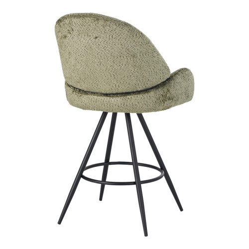 Morea pakoworld rotating bar stool bouclé in menta color with black metallic legs 68x66x82.5cm Morea pakoworld rotating bar stool bouclé in menta color with black metallic legs 68x66x82.5cm