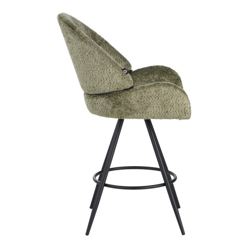 Morea pakoworld rotating bar stool bouclé in menta color with black metallic legs 68x66x82.5cm Morea pakoworld rotating bar stool bouclé in menta color with black metallic legs 68x66x82.5cm