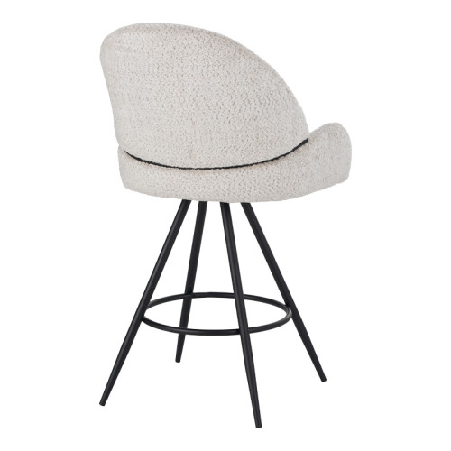 Morea pakoworld rotating bar stool bouclé in beige color with black metallic legs 68x66x82.5cm Morea pakoworld rotating bar stool bouclé in beige color with black metallic legs 68x66x82.5cm