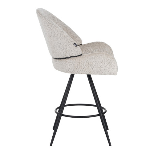 Morea pakoworld rotating bar stool bouclé in beige color with black metallic legs 68x66x82.5cm Morea pakoworld rotating bar stool bouclé in beige color with black metallic legs 68x66x82.5cm